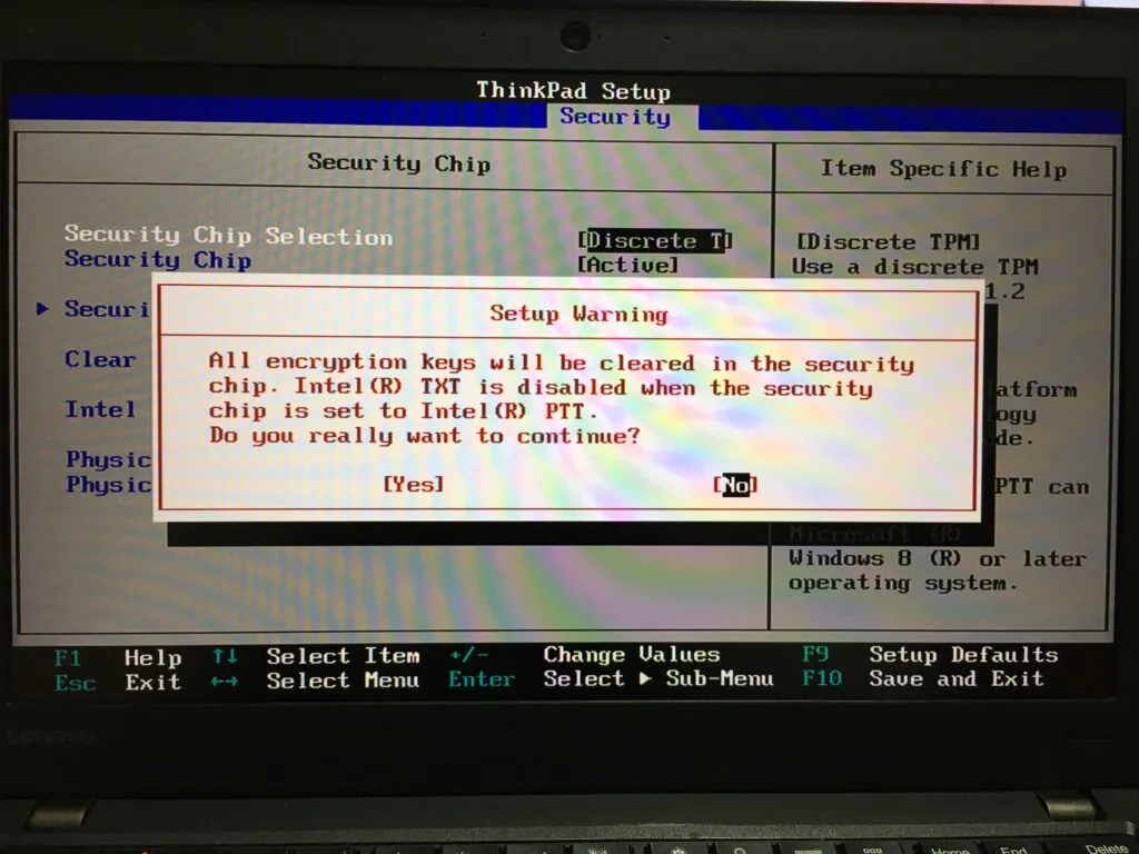 ThinkPad X260はTPM 2.0に対応している